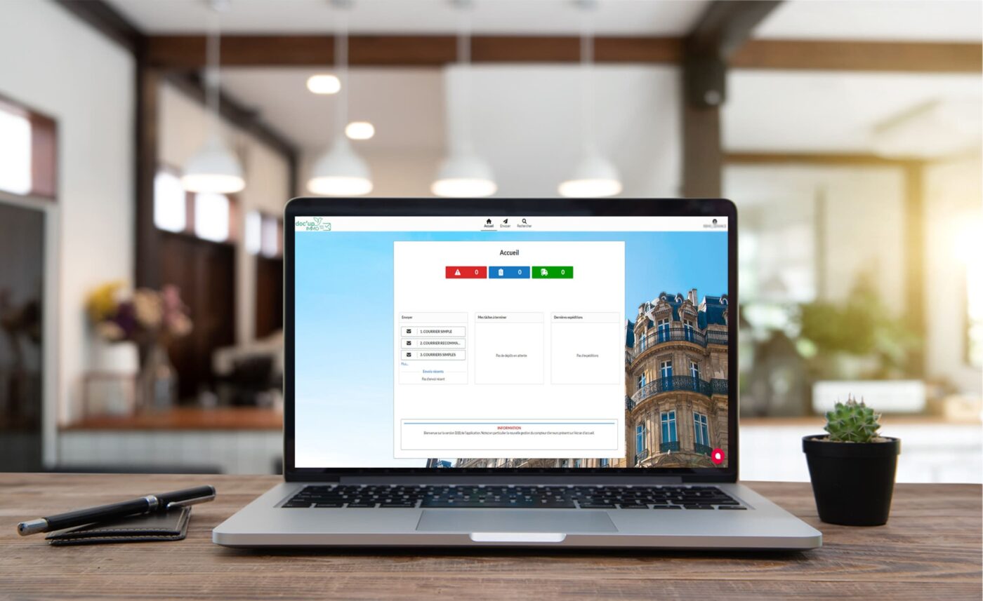 écran interface envoi de courrier en ligne doc’up immo